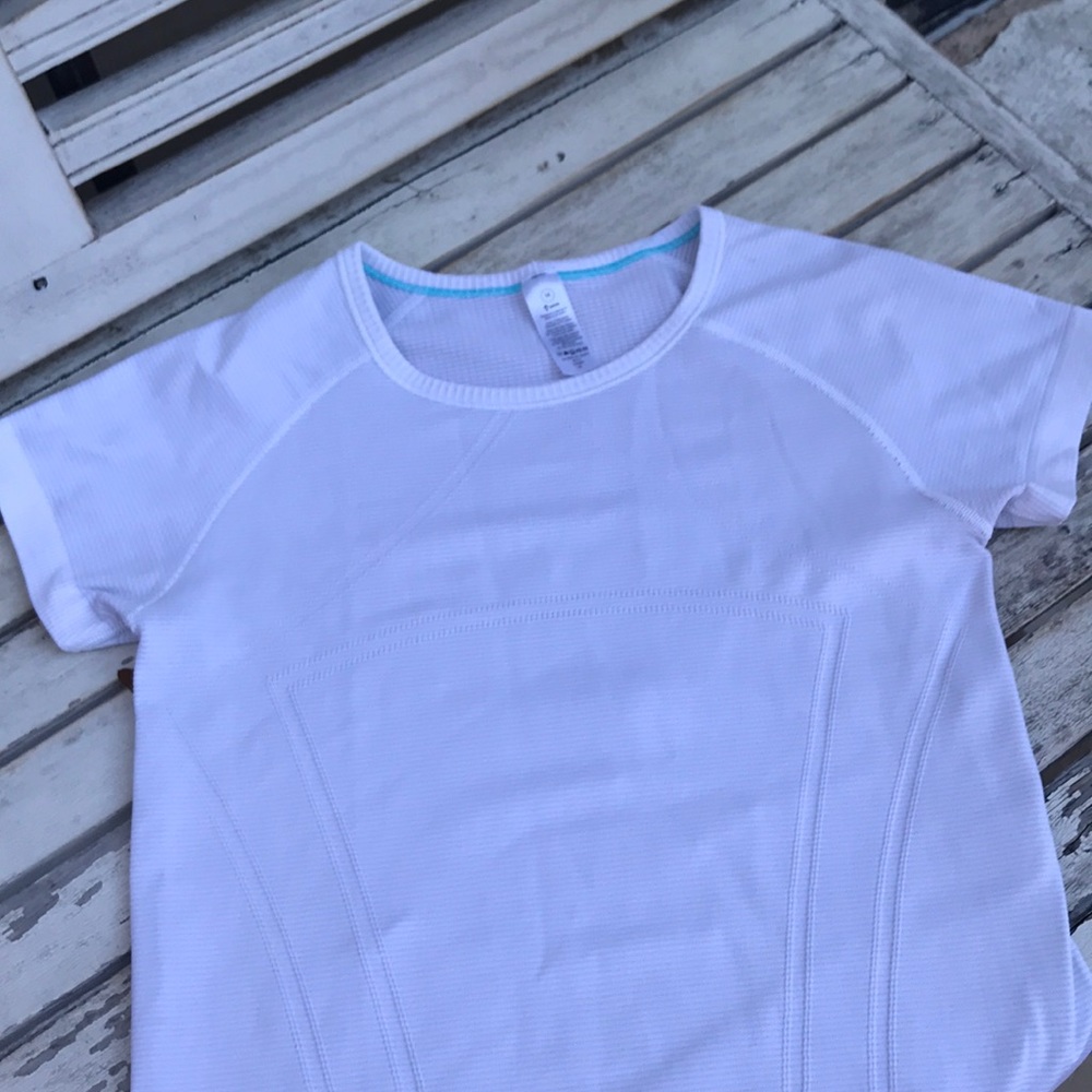 ivivva white tight fit athletic shirt